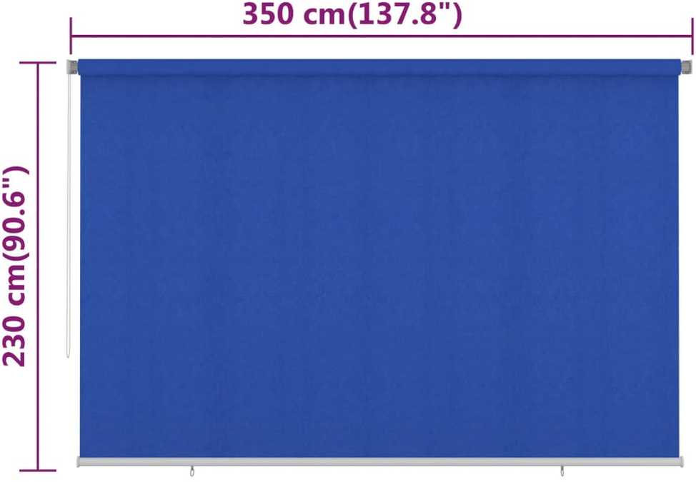 Lauko roletas, 355 (plotis) x 230 (aukštis) cm, mėlynos spalvos, HDPE