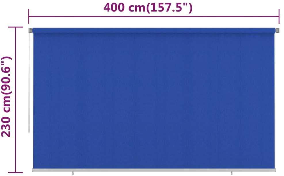 Lauko roletas, 405 (plotis) x 230 (aukštis) cm, mėlynos spalvos, HDPE