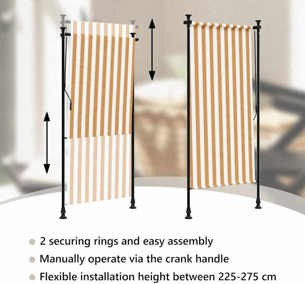 Lauko roletas, oranžinis/baltas, 100x270cm, audinys ir plienas