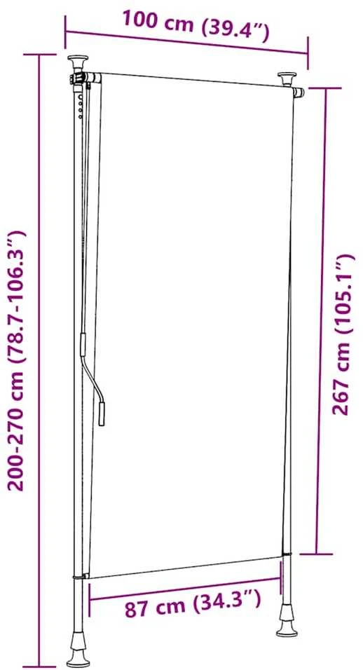 Lauko roletas, oranžinis/baltas, 100x270cm, audinys ir plienas