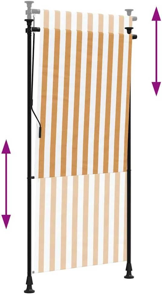 Lauko roletas, oranžinis/baltas, 100x270cm, audinys ir plienas