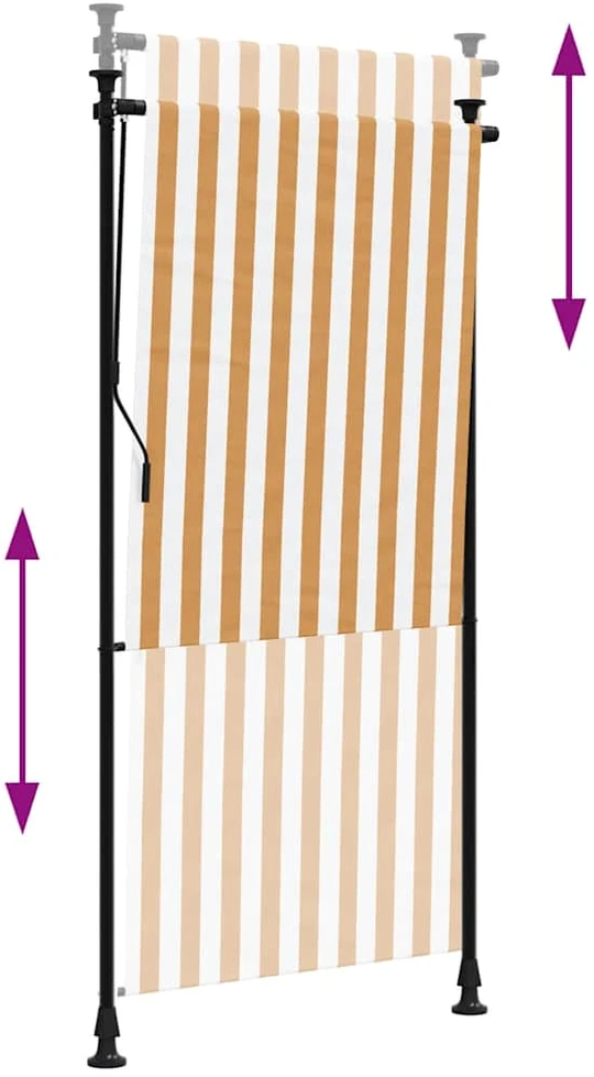 Lauko roletas, oranžinis/baltas, 100x270cm, audinys ir plienas