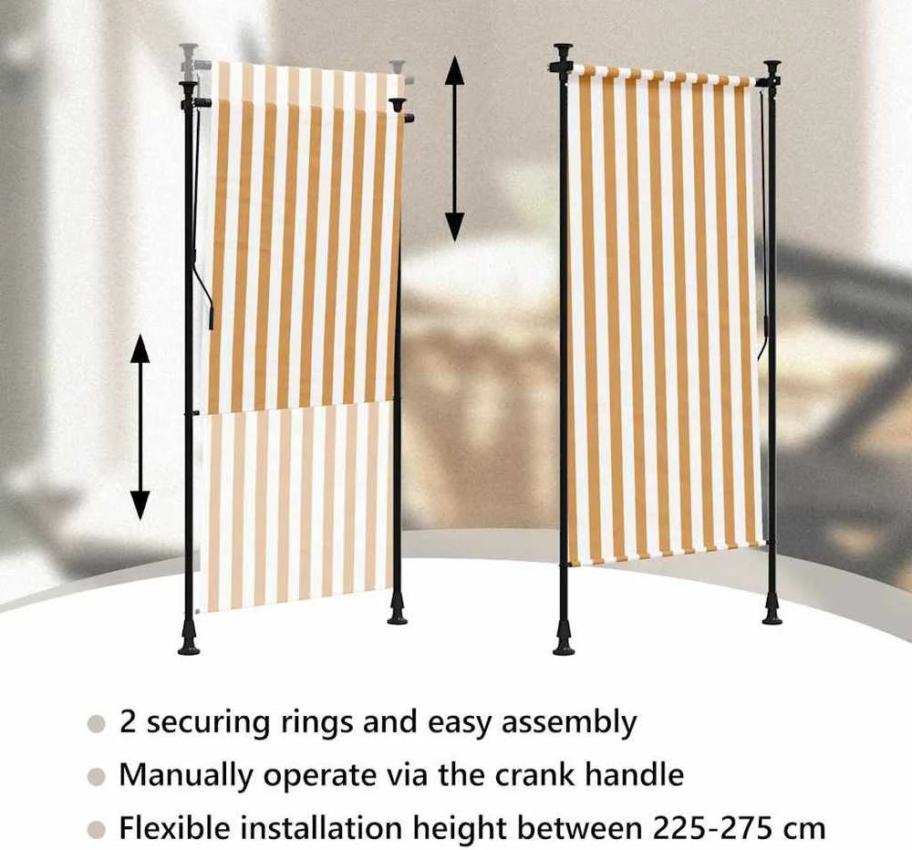 Lauko roletas, oranžinis/baltas, 100x270cm, audinys ir plienas