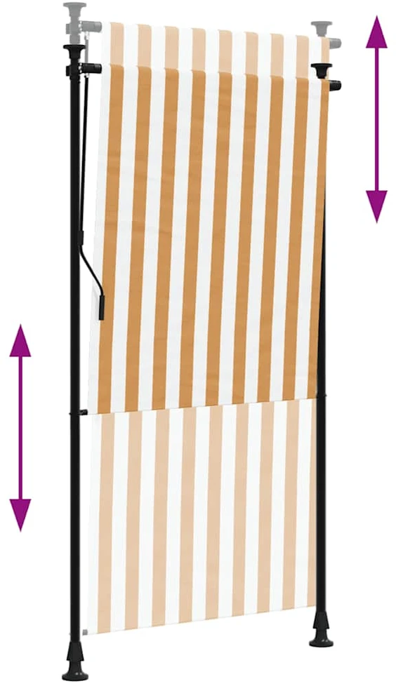 Lauko roletas, oranžinis/baltas, 120x270cm, audinys ir plienas