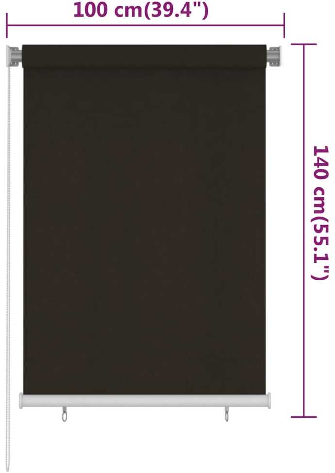 Lauko roletas, 105 (plotis) x 140 (aukštis) cm, rudos spalvos, HDPE