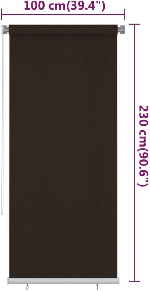 Lauko roletas, 105 (plotis) x 230 (aukštis) cm, rudos spalvos, HDPE
