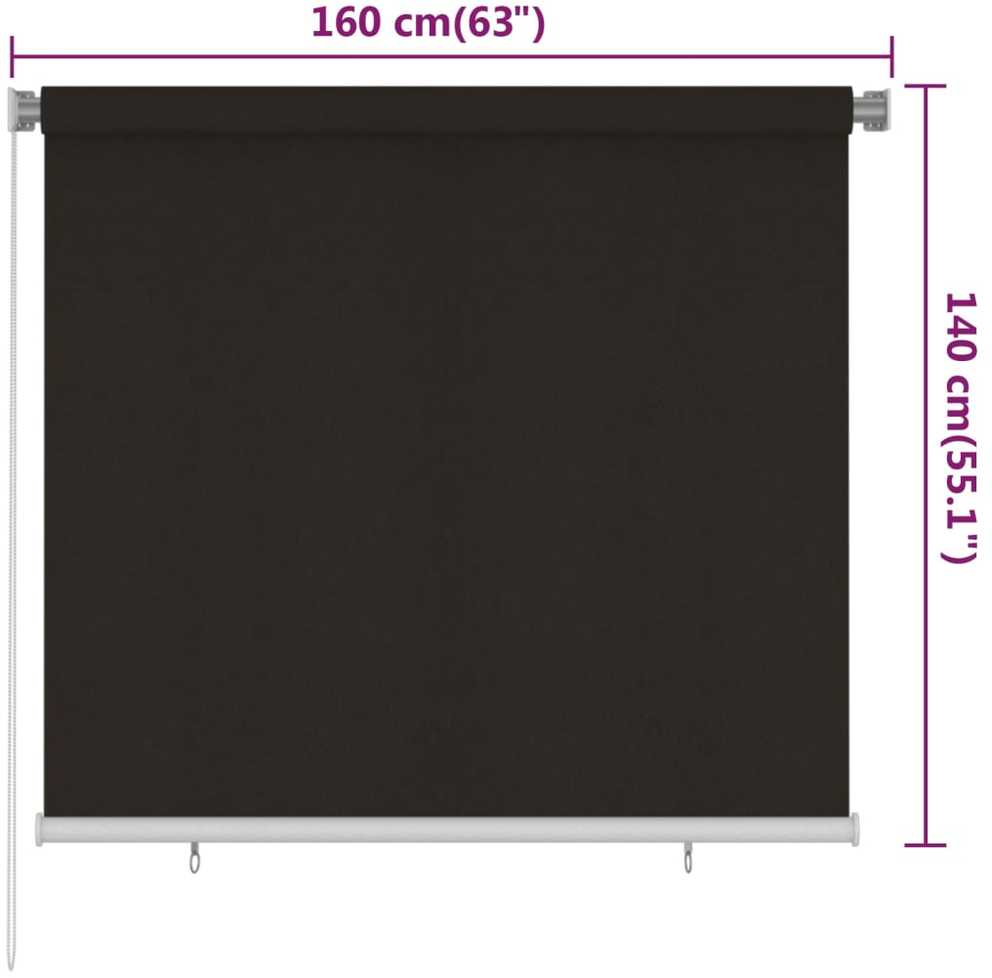 Lauko roletas, 165 (plotis) x 140 (aukštis) cm, rudos spalvos, HDPE