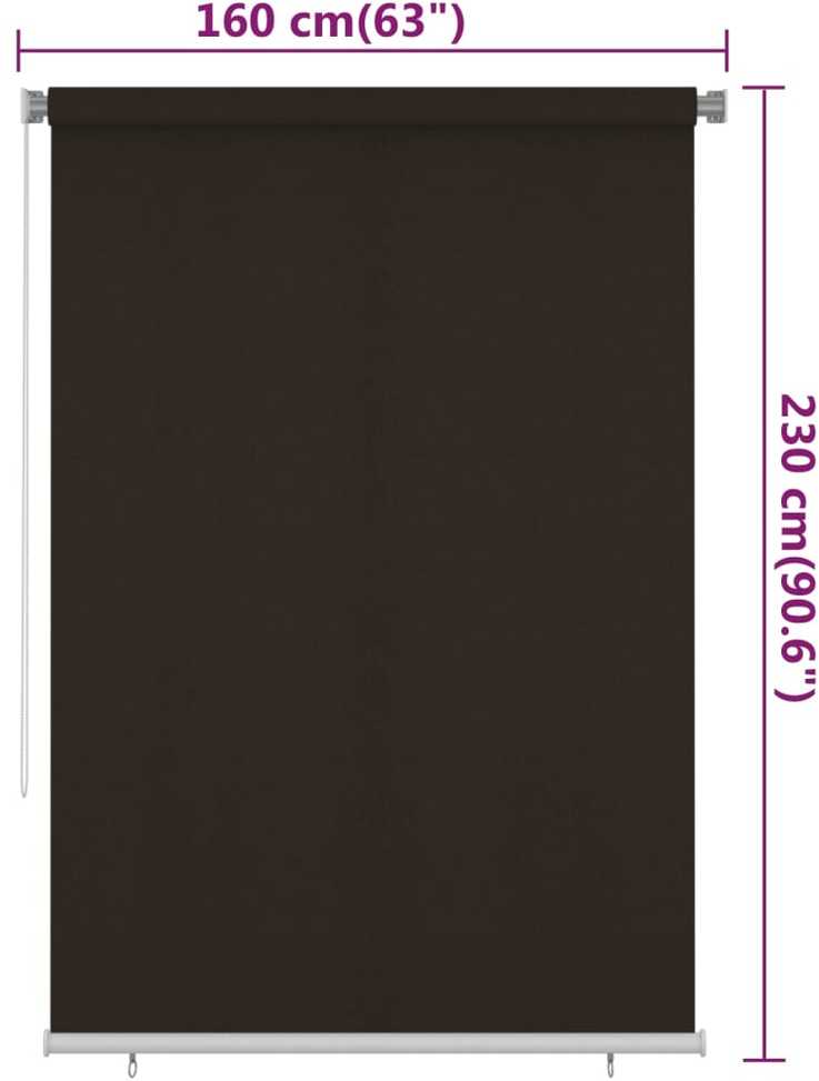 Lauko roletas, 165 (plotis) x 230 (aukštis) cm, rudos spalvos, HDPE