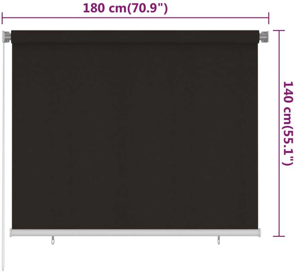 Lauko roletas, 185 (plotis) x 140 (aukštis) cm, rudos spalvos, HDPE