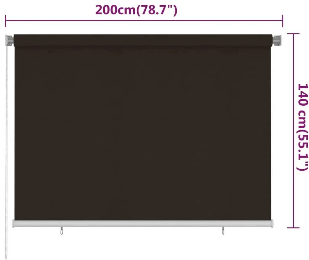 Lauko roletas, 205 (plotis) x 140 (aukštis) cm, rudos spalvos, HDPE