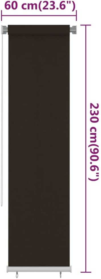 Lauko roletas, 65 (plotis) x 230 (aukštis) cm, rudos spalvos, HDPE