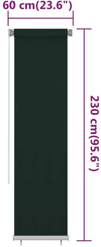 Lauko roletas, 65 (plotis) x 230 (aukštis) cm, tamsiai žalios spalvos, HDPE