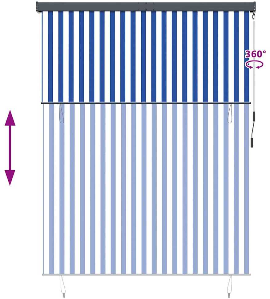 Roletas Mėlyna ir balta 220 x 250 cm Audinys ir aliuminis