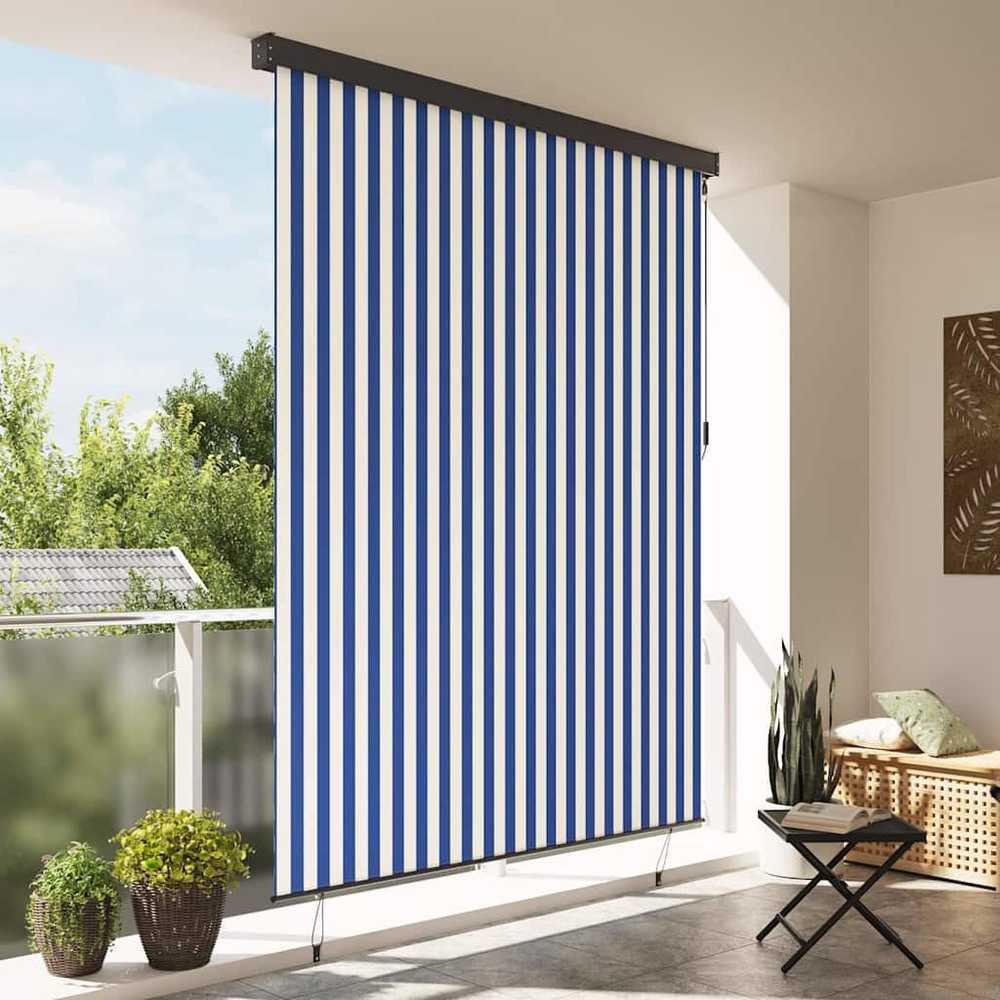Roletas Mėlyna ir balta 220 x 250 cm Audinys ir aliuminis