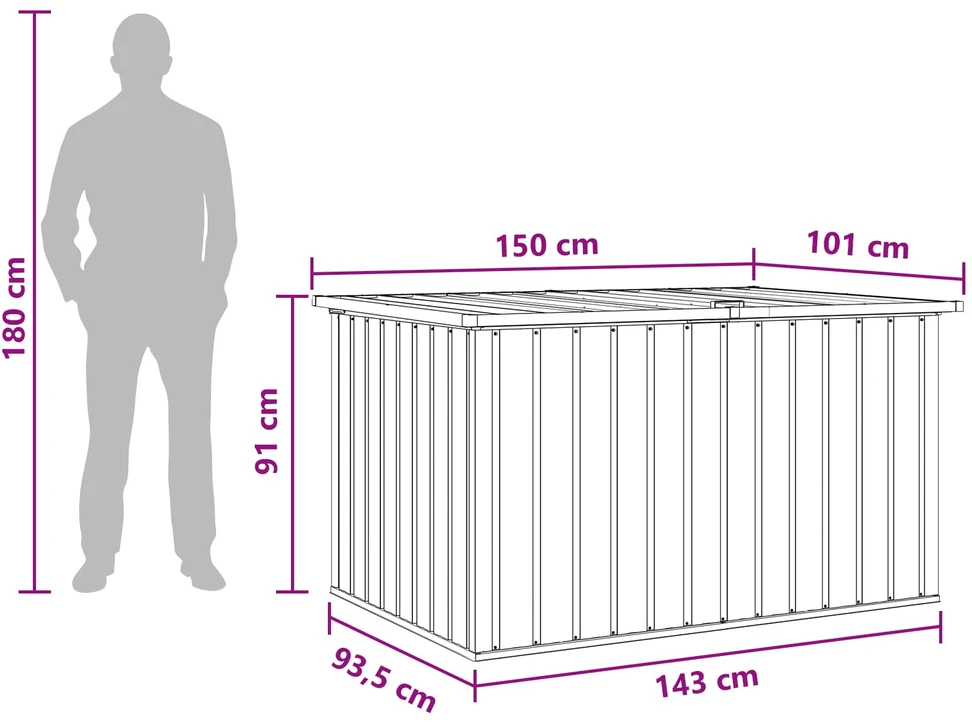 Lauko saugojimo dėžė Galvanizuotas plienas 150 x 101 x 91 cm