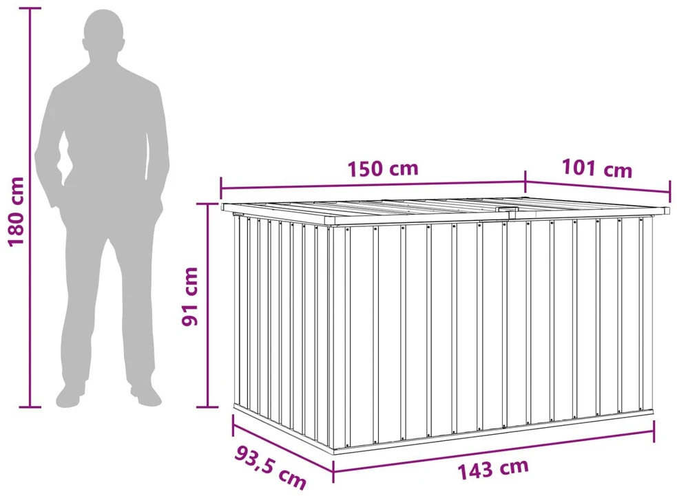 Lauko saugojimo dėžė Galvanizuotas plienas 150 x 101 x 91 cm