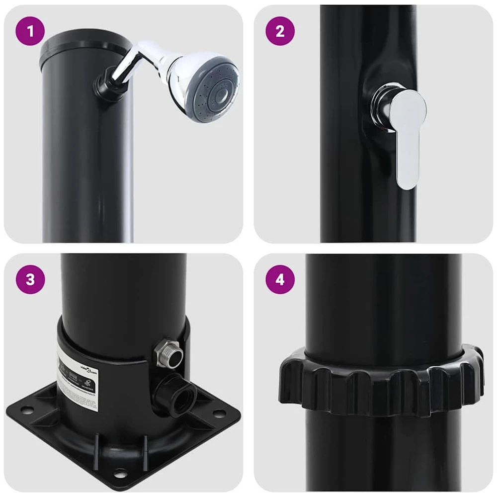 Lauko saulės dušas 20 l PVC ir aliuminis Juoda