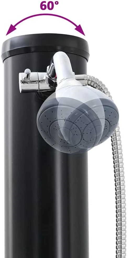 Lauko saulės dušas 20 l PVC ir aliuminis Juoda