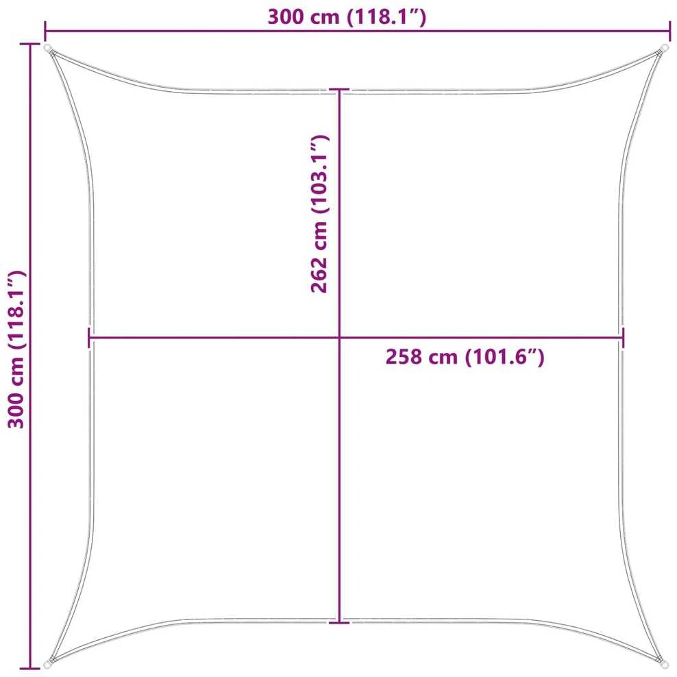 Saulės burė 3 x 3 m 100% poliesteris Oksfordas Kvadrato