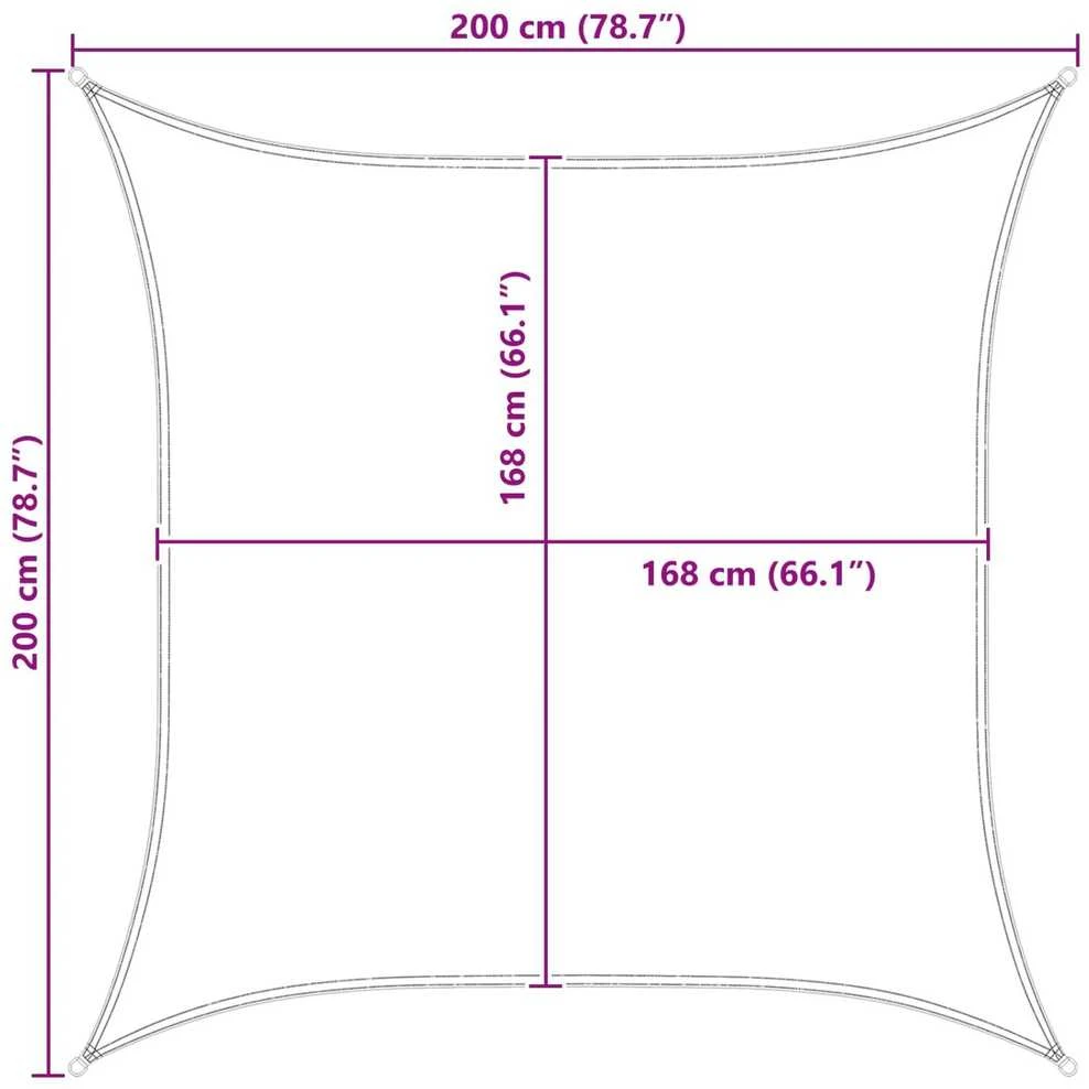 Saulės burė 2 x 2 m 100% poliesteris Oksfordas Kvadrato