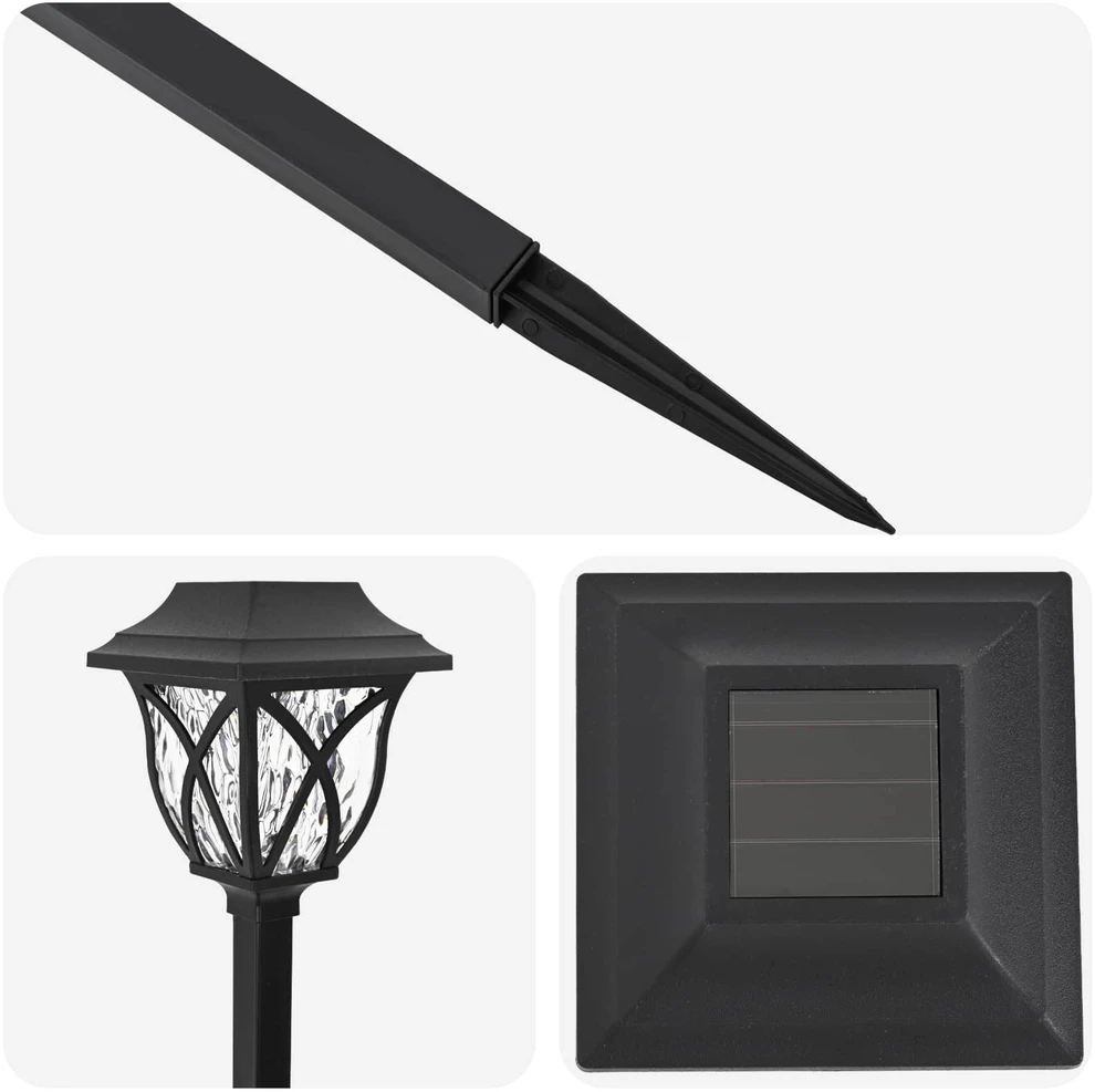 Lauko saulės šviestuvai su žemės kuolu 6 vnt. Šilta balta 42 cm