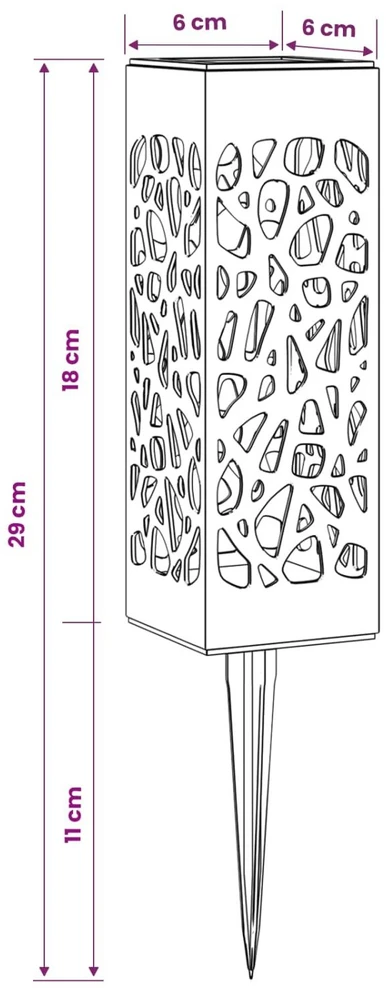 Lauko saulės šviestuvai su žemės kuolu 8 vnt. Šilta balta 29 cm