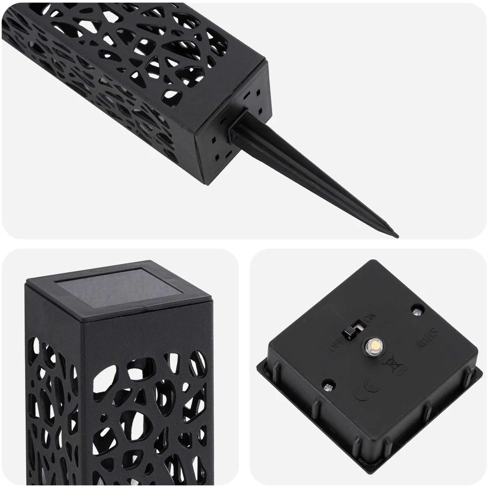 Lauko saulės šviestuvai su žemės kuolu 8 vnt. Šilta balta 29 cm