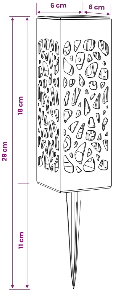 Lauko saulės šviestuvai su žemės kuolu 8 vnt. Šilta balta 29 cm
