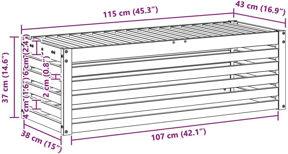 Lauko sėdynė suolelis Balta 115 x 43 x 37 cm