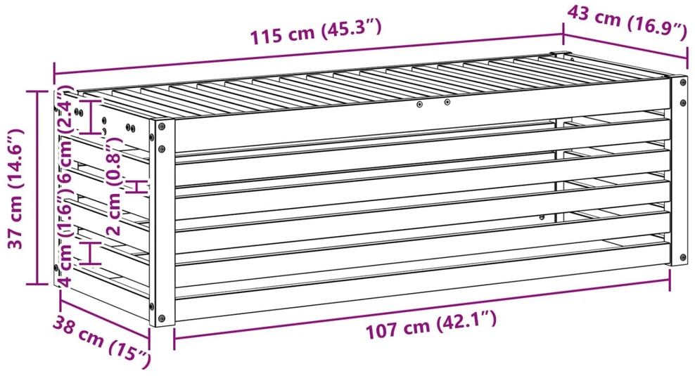 Lauko sėdynė suolelis Balta 115 x 43 x 37 cm