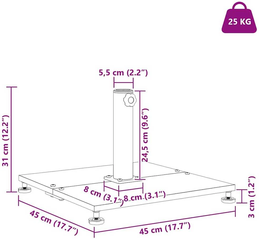 Skėčio pagrindas 25.95 kg Juoda Kvadrato