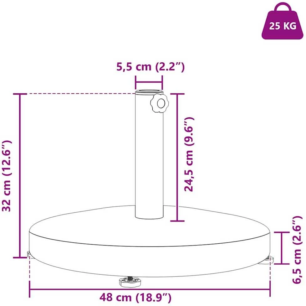 Skėčio pagrindas 24.35 kg Tamsiai pilka mediena Apvali