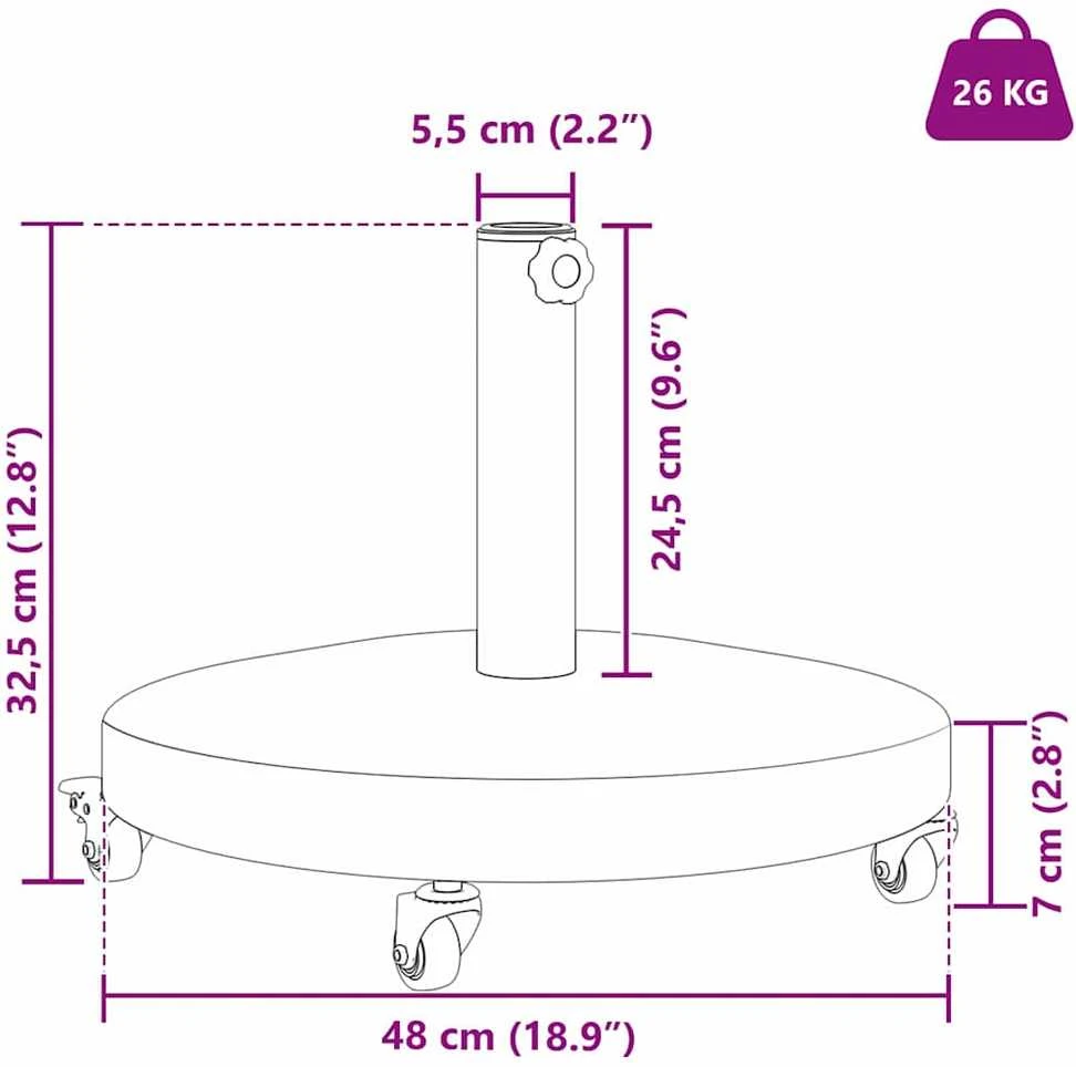 Skėčio pagrindas 24.8kg Tamsiai pilka mediena Apvali