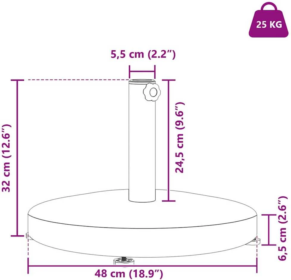 Skėčio pagrindas 24.6kg Tamsiai pilka Apvali