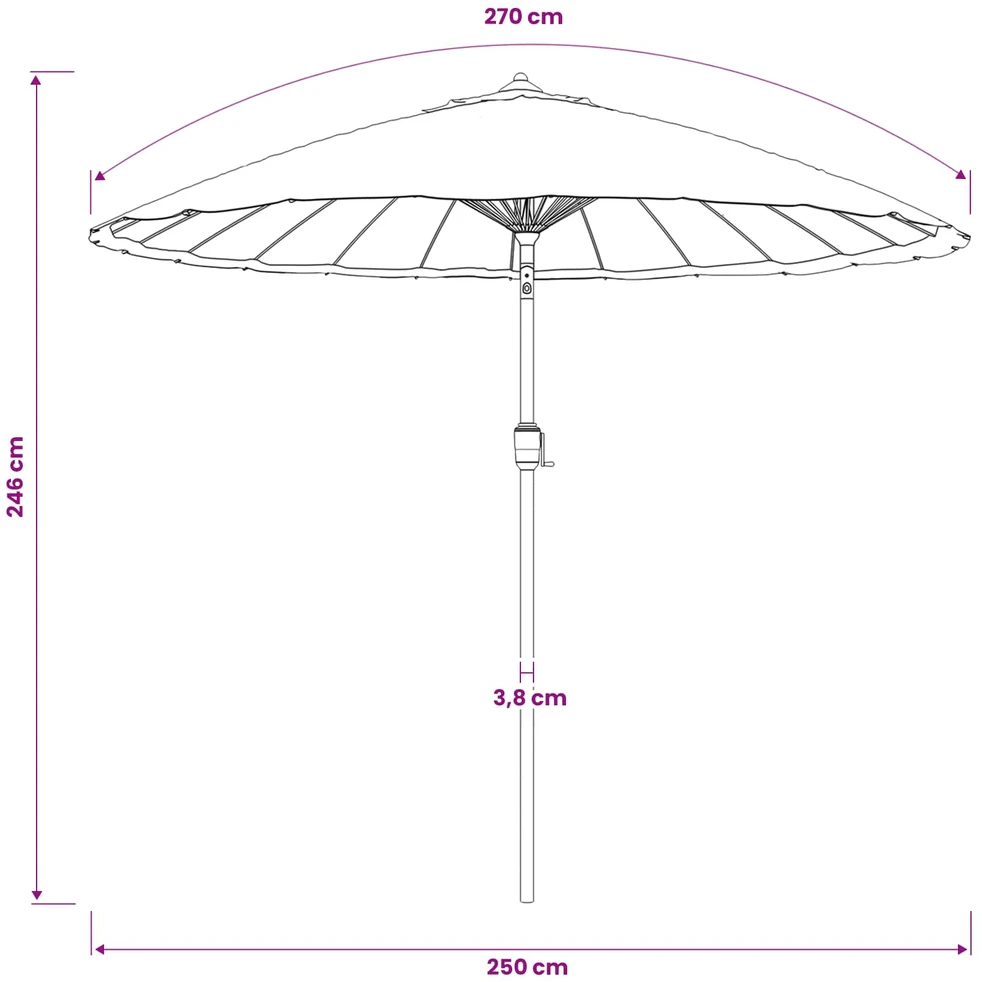 Lauko skėtis nuo saulės su aliuminio stulpu, antracito, 270cm
