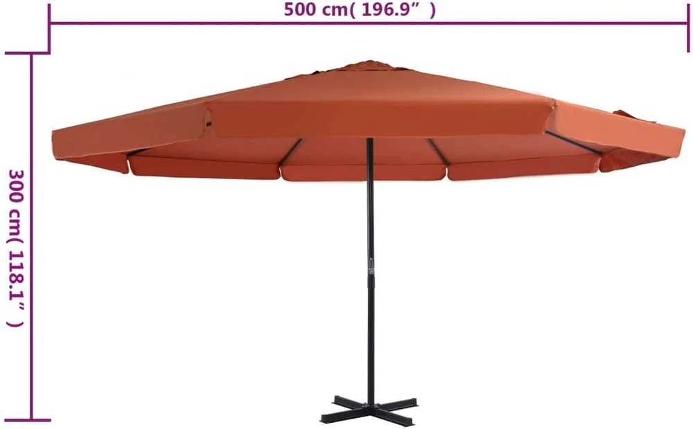 Lauko skėtis nuo saulės su aliuminio stulpu, terakota, 500cm