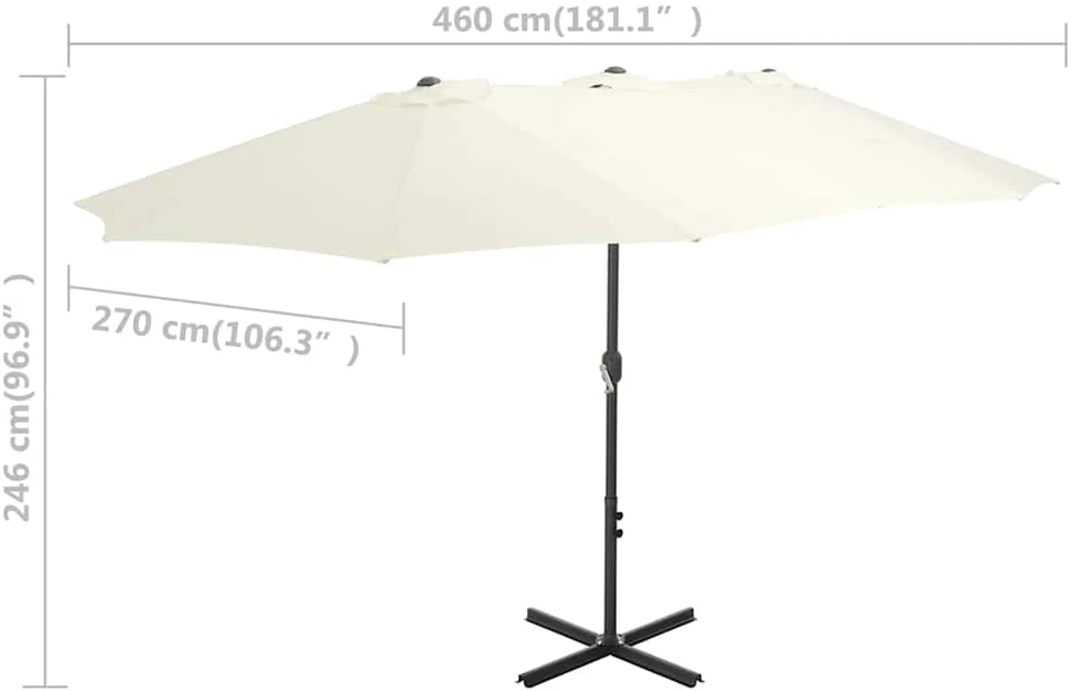Lauko skėtis nuo saulės su aliuminio stulpu, smėlio, 460x270cm