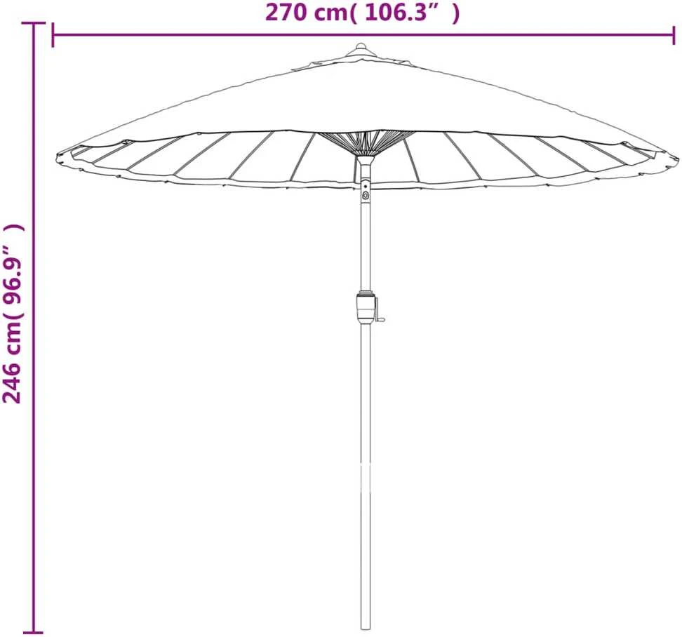 Lauko skėtis nuo saulės su aliuminio stulpu, taupe, 270cm