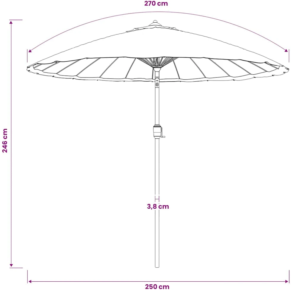 Lauko skėtis nuo saulės su aliuminio stulpu, raudonas, 250cm