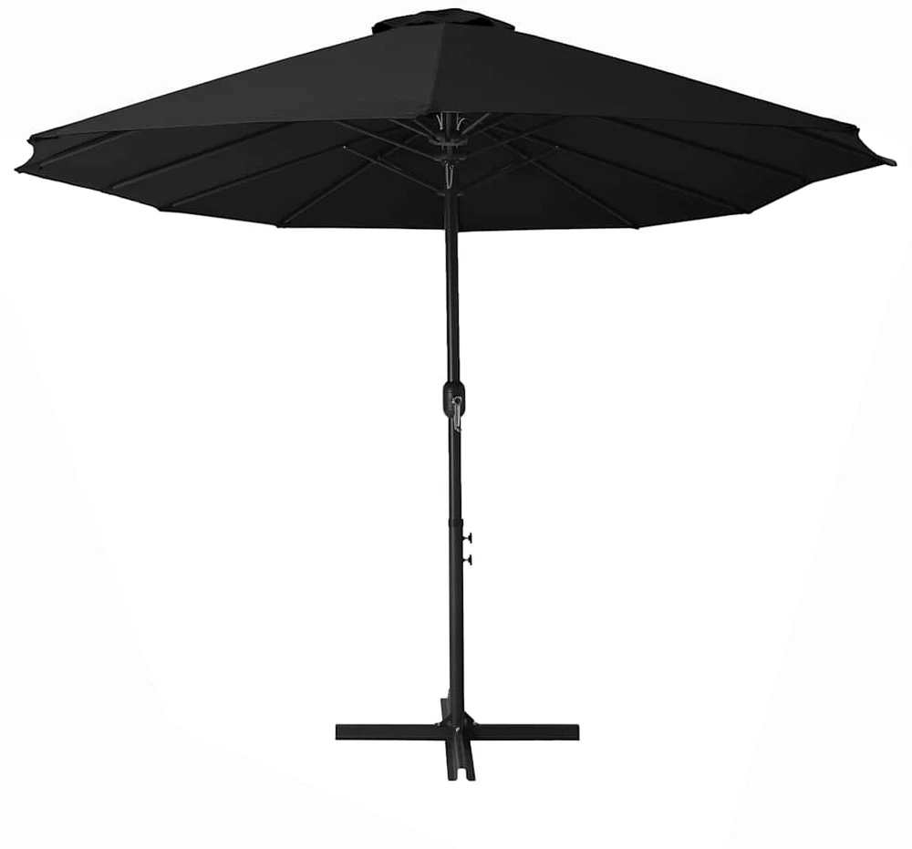 Lauko skėtis nuo saulės su aliuminio stulpu, juodas, 460x270cm