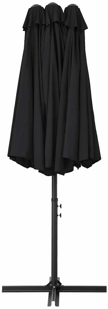 Lauko skėtis nuo saulės su aliuminio stulpu, juodas, 460x270cm