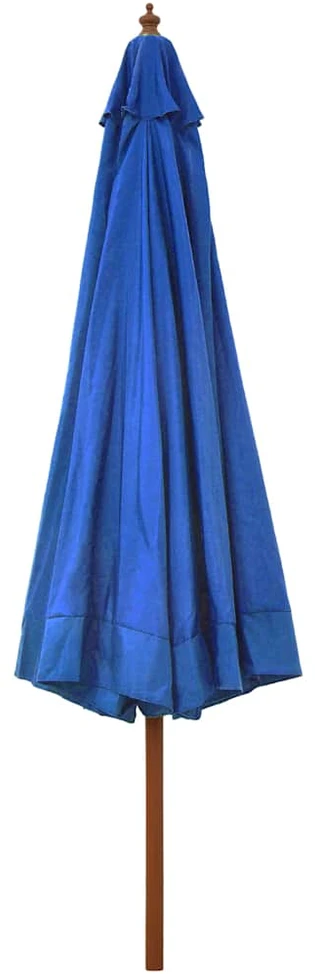Lauko skėtis nuo saulės su mediniu stulpu, mėlynas, 330cm