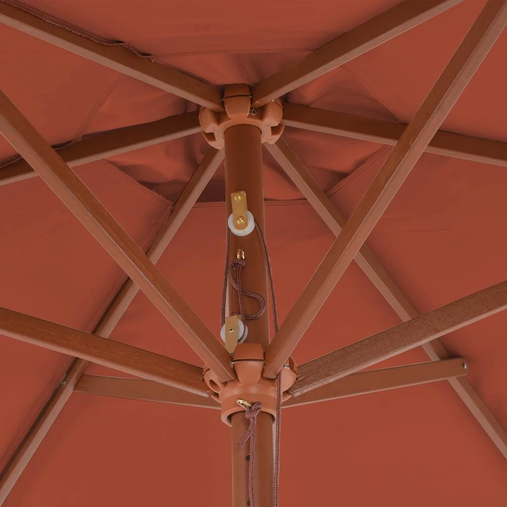 Lauko skėtis nuo saulės su mediniu stulpu, terakota, 270cm