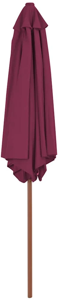 Lauko skėtis nuo saulės su mediniu stulpu, raudonas, 270cm