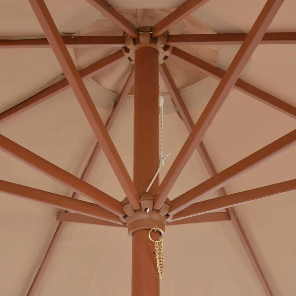 Lauko skėtis nuo saulės su mediniu stulpu, taupe spalvos, 300cm