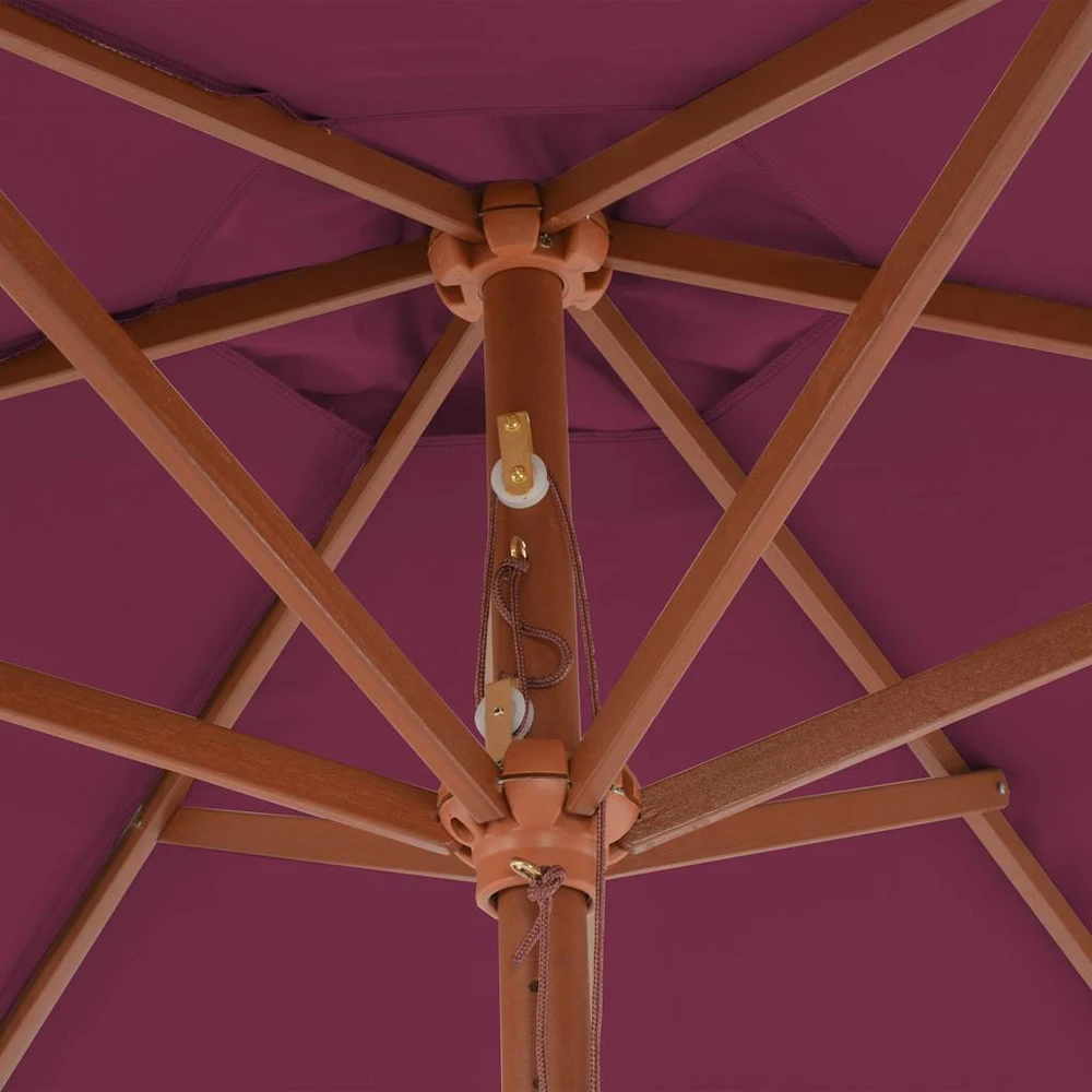 Lauko skėtis nuo saulės su mediniu stulpu, raudonas, 270cm