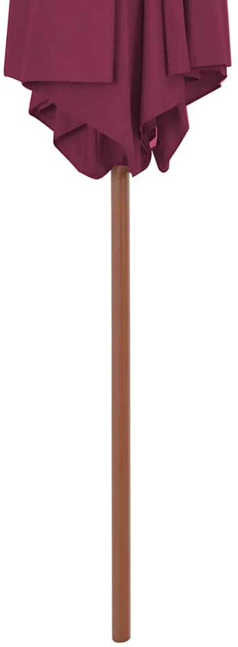 Lauko skėtis nuo saulės su mediniu stulpu, raudonas, 270cm