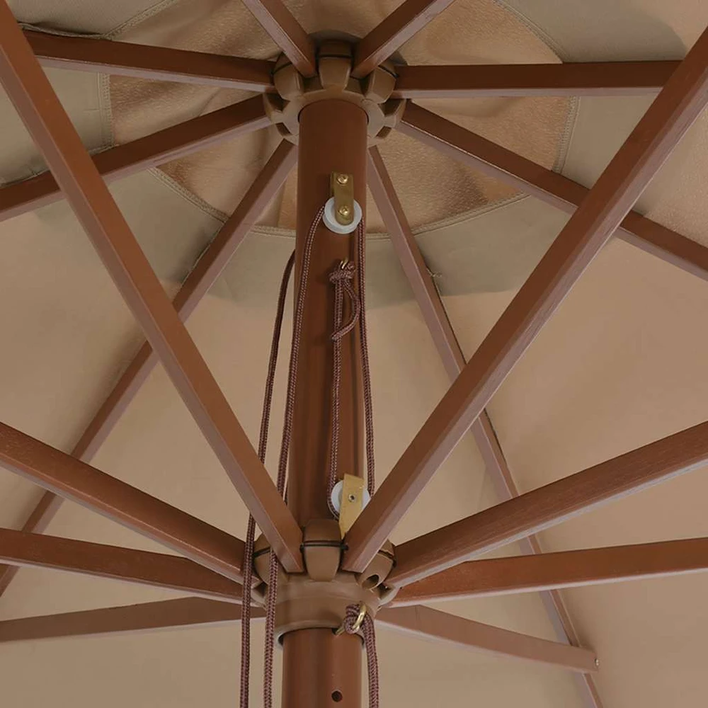 Lauko skėtis nuo saulės su mediniu stulpu, taupe spalvos, 350cm