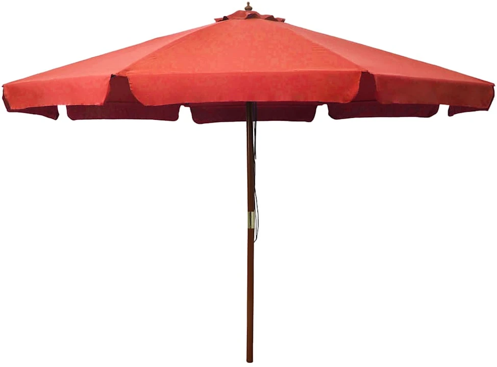 Lauko skėtis nuo saulės su mediniu stulpu, terakota, 330cm