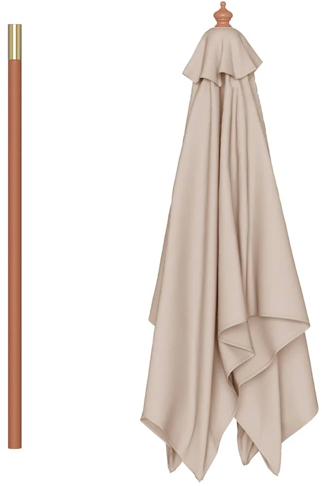 Lauko skėtis nuo saulės su mediniu stulpu, taupe, 150x200cm